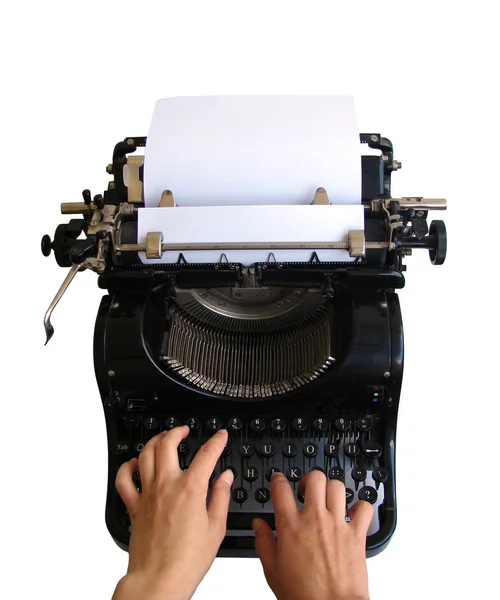 Psaní na starý psací stroj — Stock fotografie