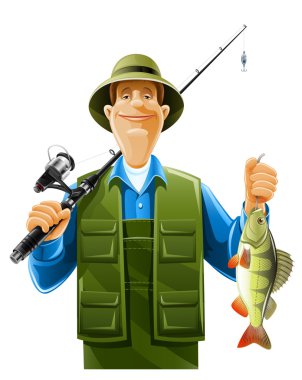 Fisherman with fish clipart