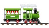 Zelená retro lokomotiva s trenérem
