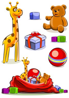 Set toy with bag for christmas clipart