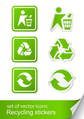 Set recycling sign icon sticker clipart