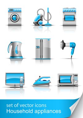 Set icon of household appliances clipart