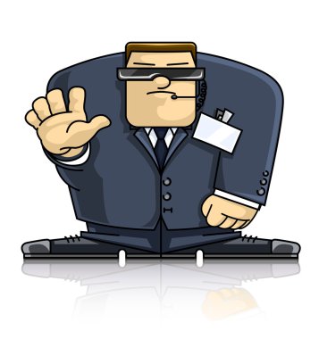 Security man in suit and goggles clipart