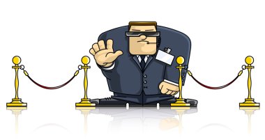 Security man in suit and goggles clipart