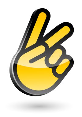 Gesticulate hand victory sign clipart