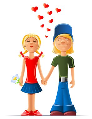 Loving boy and girl clipart