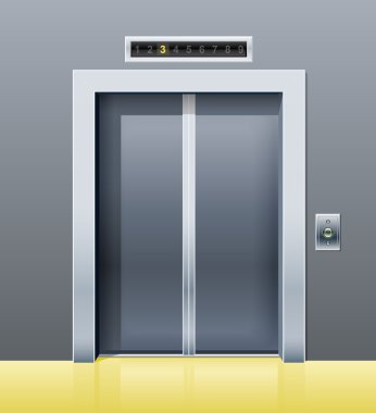 Elevator with closed door clipart