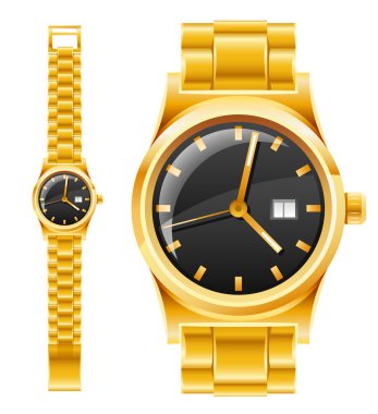 Golden watch with bracelet clipart