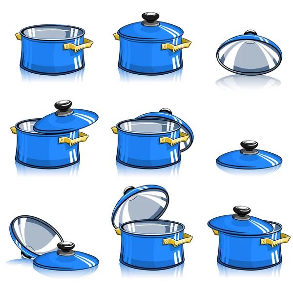 Ensemble de casseroles avec couvercle — Image vectorielle