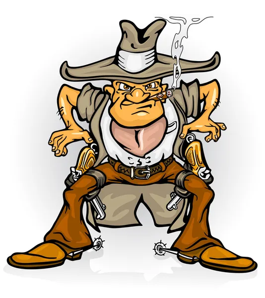 Western bandido vaquero con arma — Vector de stock