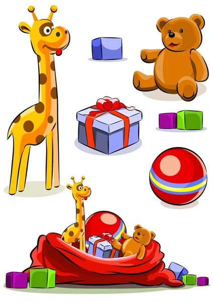 Set de juguete con bolsa para navidad — Archivo Imágenes Vectoriales