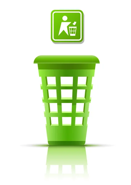 Cesta de lixo verde com indicador — Vetor de Stock