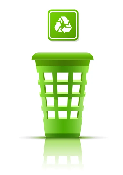 Cesta de lixo verde com indicador —  Vetores de Stock