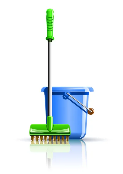 Bucket and mop for cleaning — Stock Vector