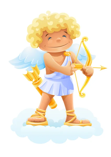 Cupido met pijl en boog — Stockvector