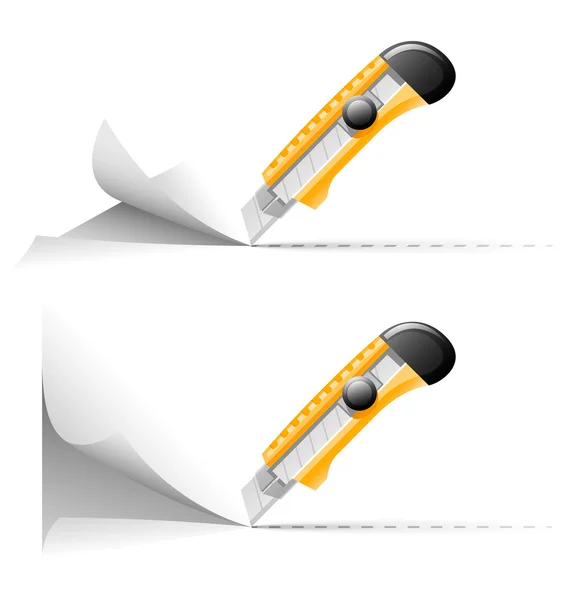 Tapet kniv skära papper — Stock vektor