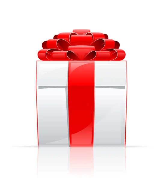 Boîte cadeau avec arc rouge — Image vectorielle