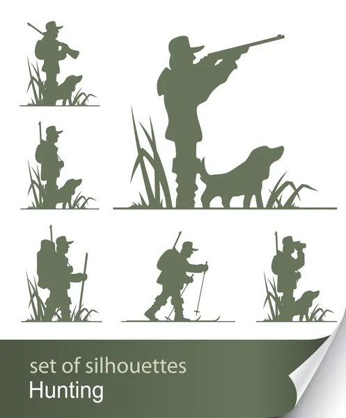 Silhouette of hunter — Stock Vector