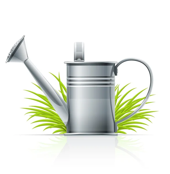 Watering can and grass — Stock Vector
