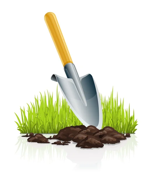 Trädgård scoop och gräs — Stock vektor