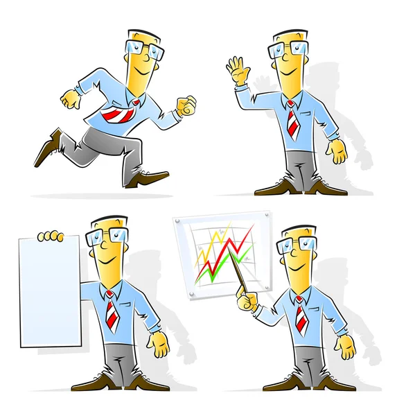 Conjunto de dibujos animados hombre de negocios — Vector de stock
