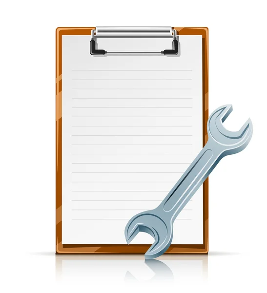 Clipboard with spanner — Stock Vector