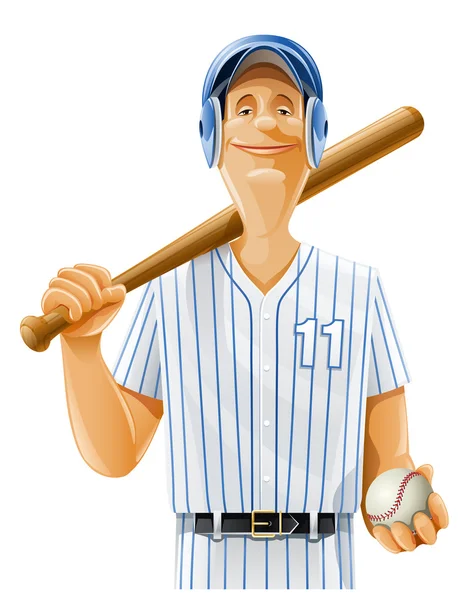 Baseball játékos, a denevér és labda — Stock Vector