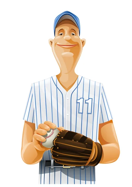 Jugador de béisbol con bate y pelota — Archivo Imágenes Vectoriales