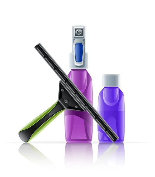 stock vector Cleaning tool squeegee spray bottle