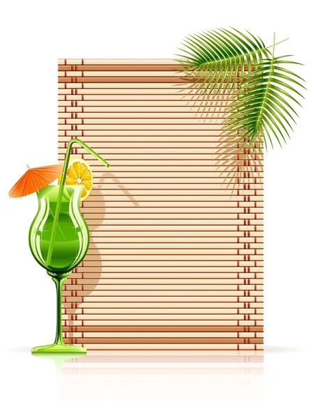 Bamboo mat palm cocktail — Stock Vector