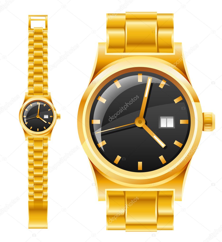 Golden watch with bracelet