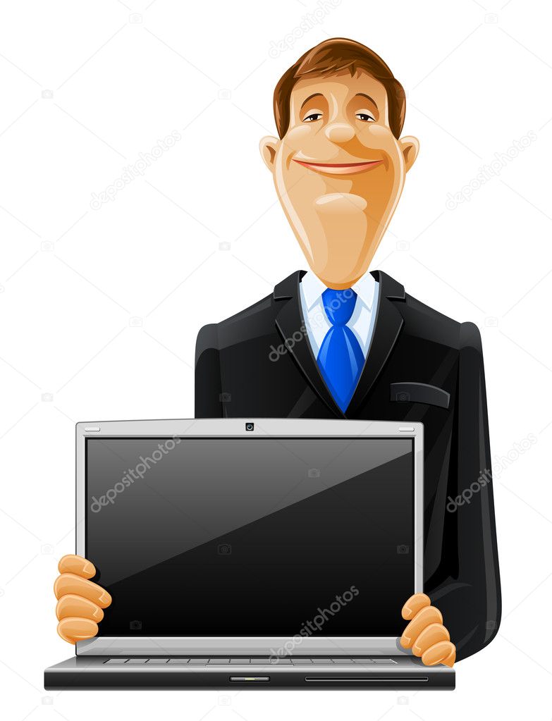 Handsome man with laptop