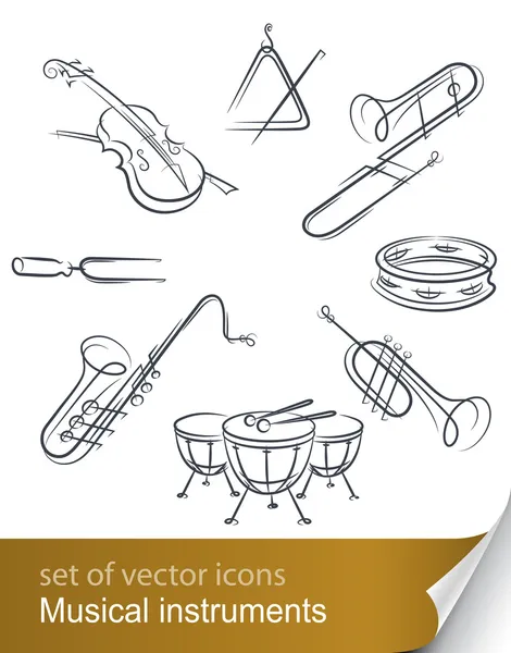 Set de instrumentos musicales — Vector de stock