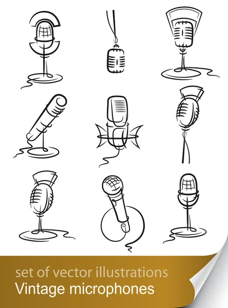 Definir microfone vintage — Vetor de Stock
