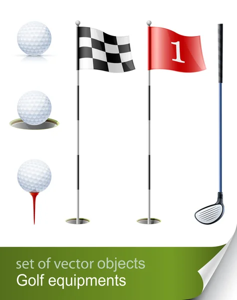 Set of golf equipment — Stock Vector