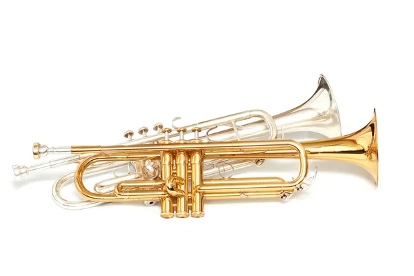 Trompetas de oro y plata — Foto de Stock