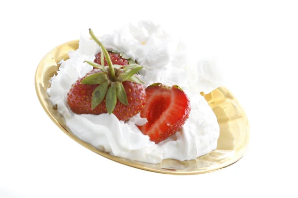 stock image Strawberry in a golden plate