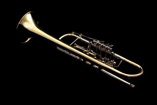 Gold trumpet in night — Stock Photo, Image