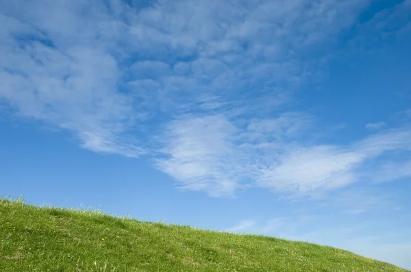 stock image Green landscape with blue sky