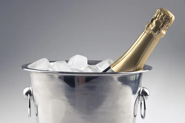 Garrafa de champanhe em balde de gelo Imagens De Bancos De Imagens