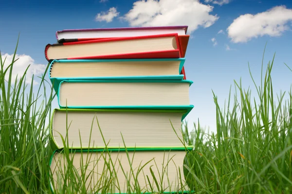 Books on the grass — Stock Photo, Image