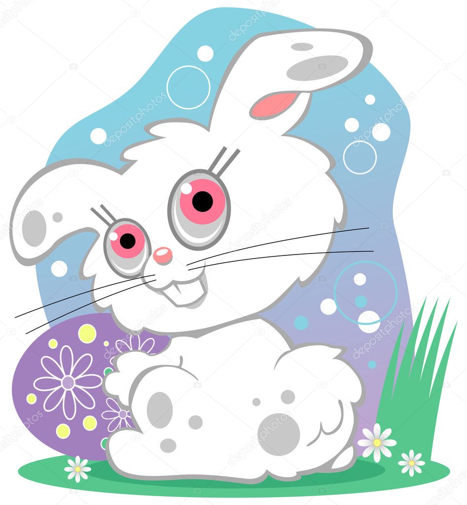 blue and pink bunny cartoon