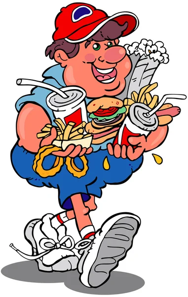 stock vector Cartoon man carrying food