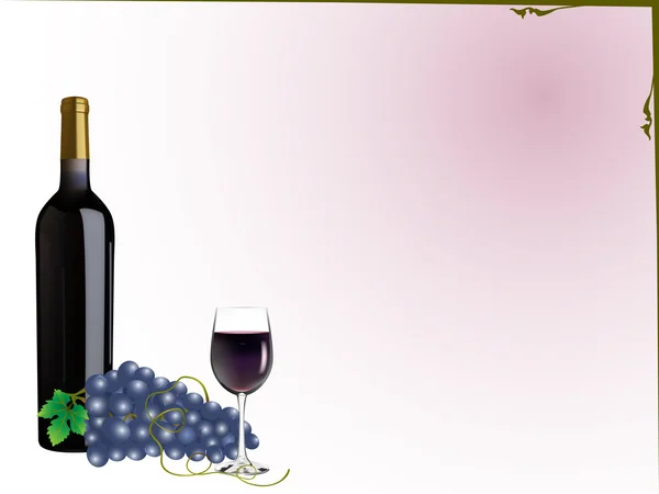Uvas e vinho — Vetor de Stock