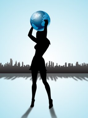 Girl with globe clipart