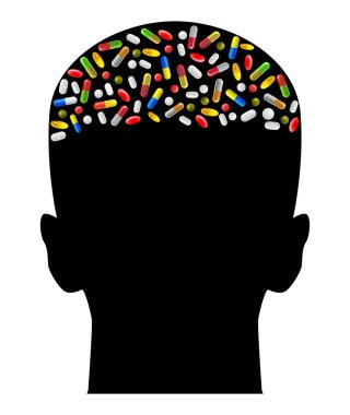 Pills in the head clipart