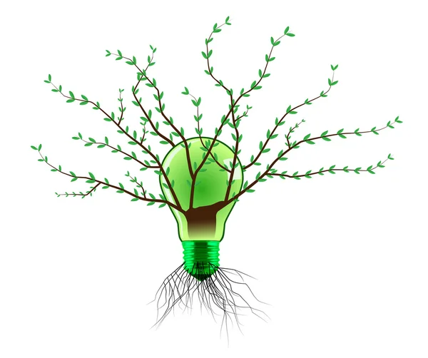 Leafy light bulb — Stock Vector
