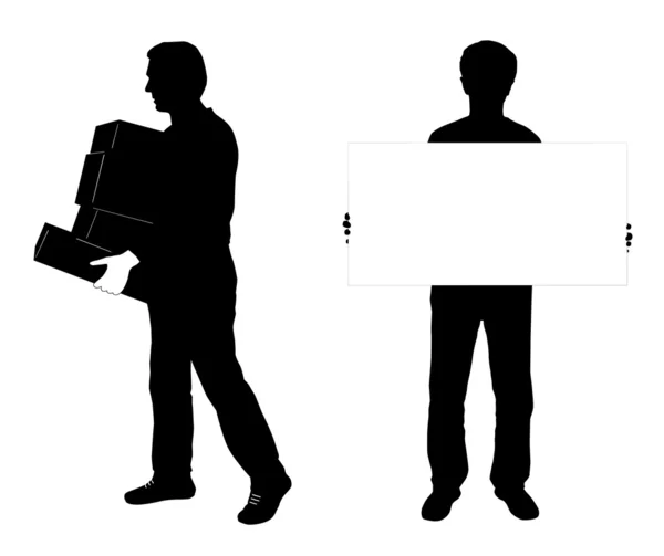 Two men silhouettes — Stock Vector