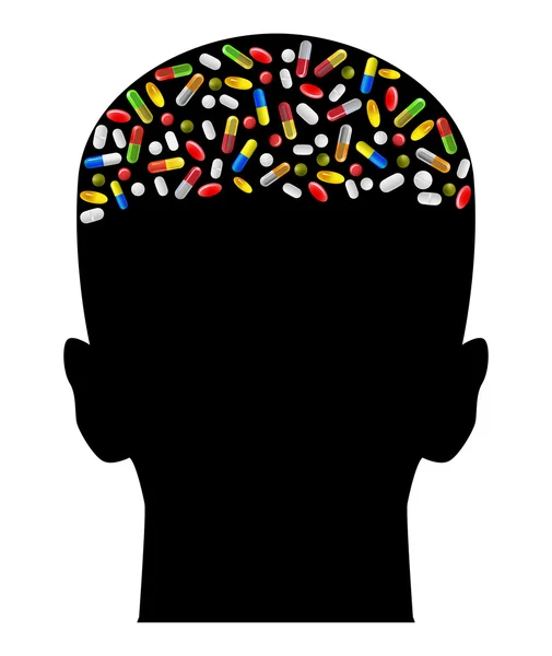 頭の中で錠剤 — ストックベクタ