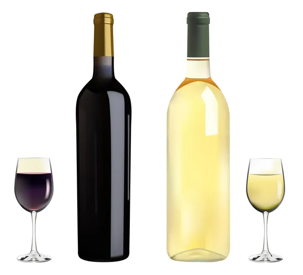 Vino rosso e bianco — Vettoriale Stock